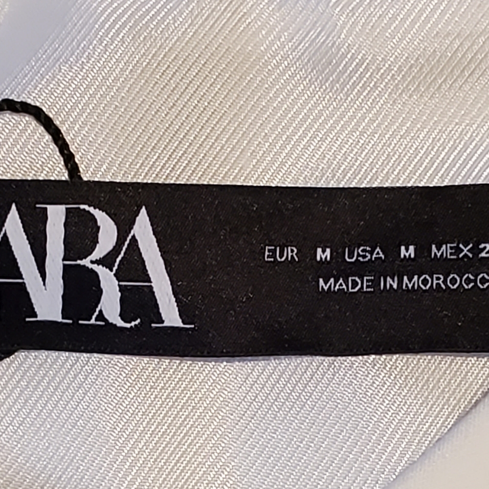 ZARA Oyster White Long Sleeve Patch Pockets Bomber Jacket Size Medium - Picture 2 of 4
